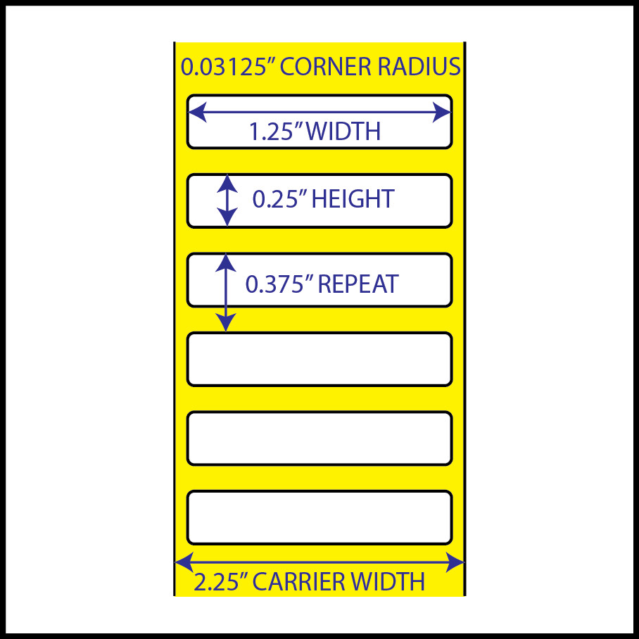 Thermal Transfer White Polyester/Mylar 1.25″x0.25″ Label Roll,5000/roll,3″ core