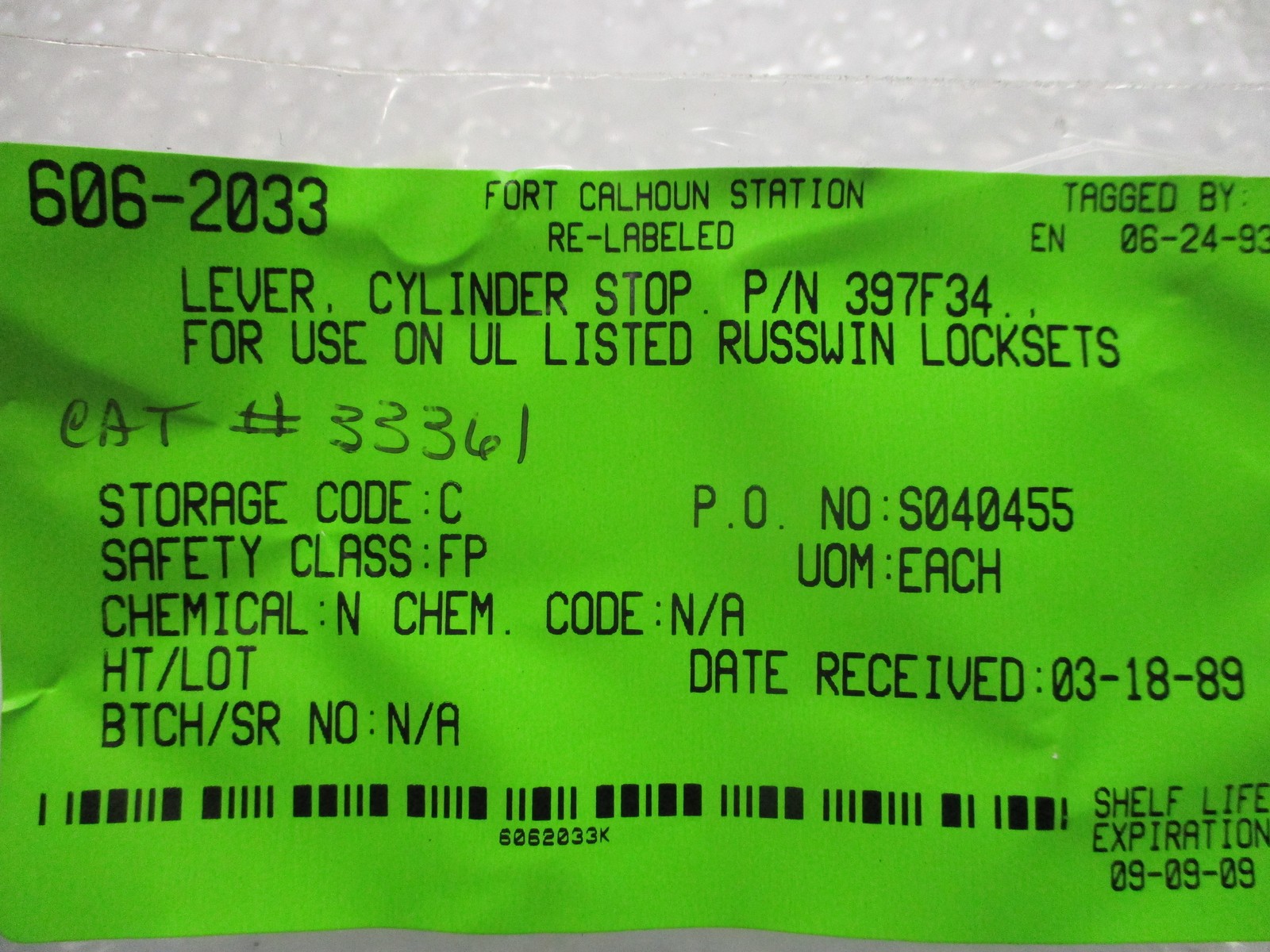 INDUSTRIAL SPARE 33361 CYLINDER LEVER LOT OF 3 NSNP
