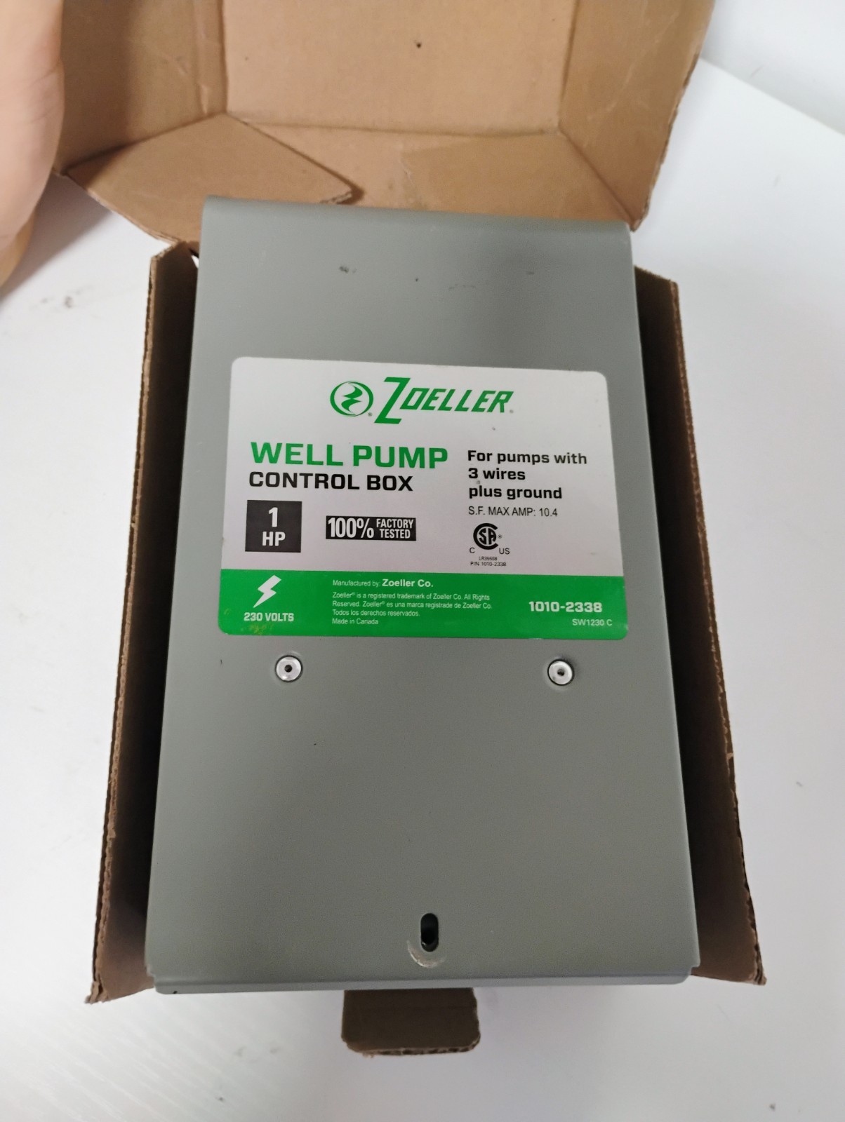 Zoeller 1010-2338 1 HP Well Pump Control Box 230 Volts – For 3-Wire Well Pumps