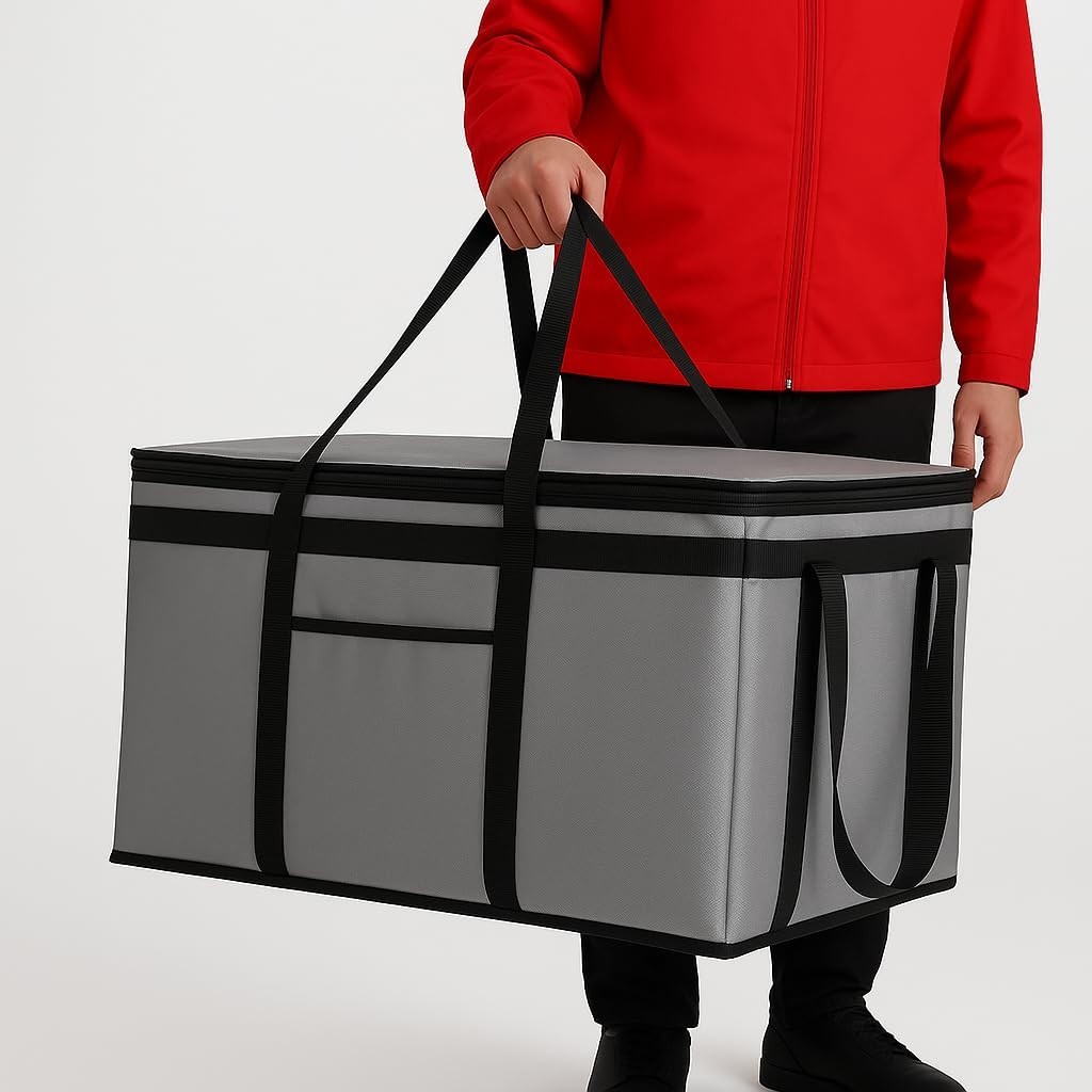 XXXL Insulated Catering Bag 22x14x13 – Heat Retaining Food Delivery Cooler – Gra