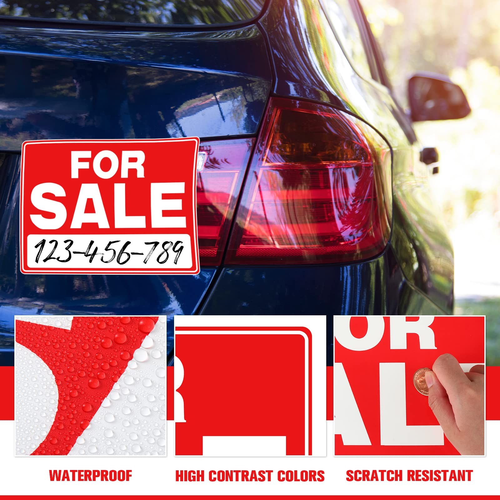 Classic For Sale Signs For Car Auto Vehicle Houses Plastic Stickers Signage 25PC