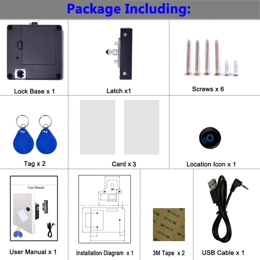 RFID Lock Electronic Cabinet Lock with USB Cable – Hidden DIY Lock for Wooden Ca
