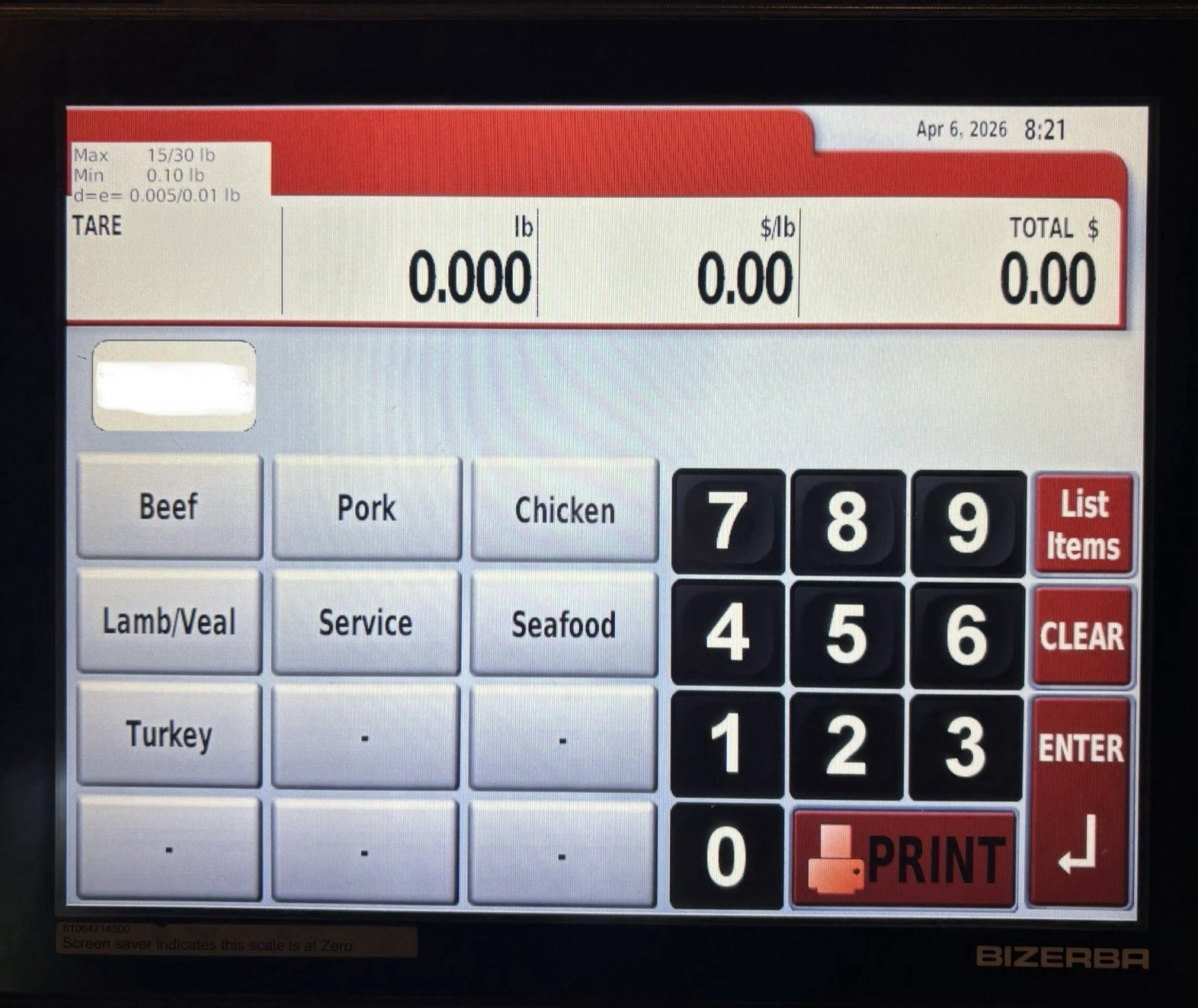 Genuine Bizerba KH II 100 Replacement 12.1″ Touch Screen Operator Display