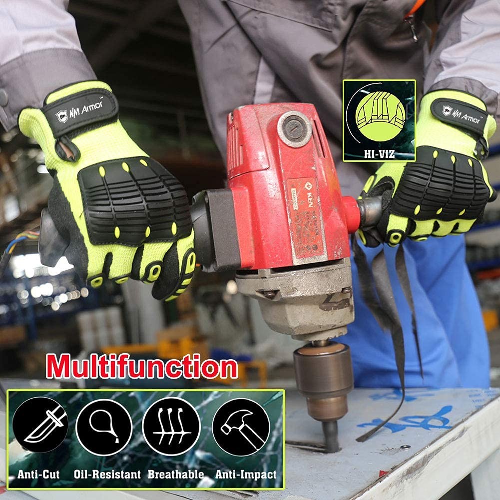 Anti Vibration Oil-proof Cut Resistant Safety Work Glove,Full finger,Yellow N…