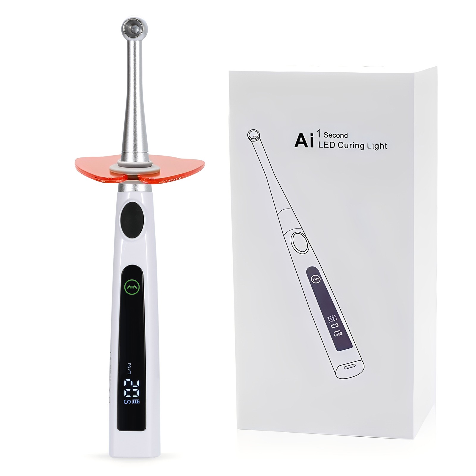 Dental Cordless LED Curing Light Lamp 1 Second Cure 800-2400mw/cm²