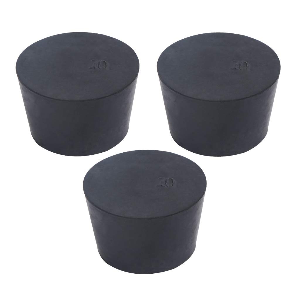 3 PCS Large Solid Rubber Stoppers Size #10 50x41mm 1.96×1.61×1.25 Inch Black
