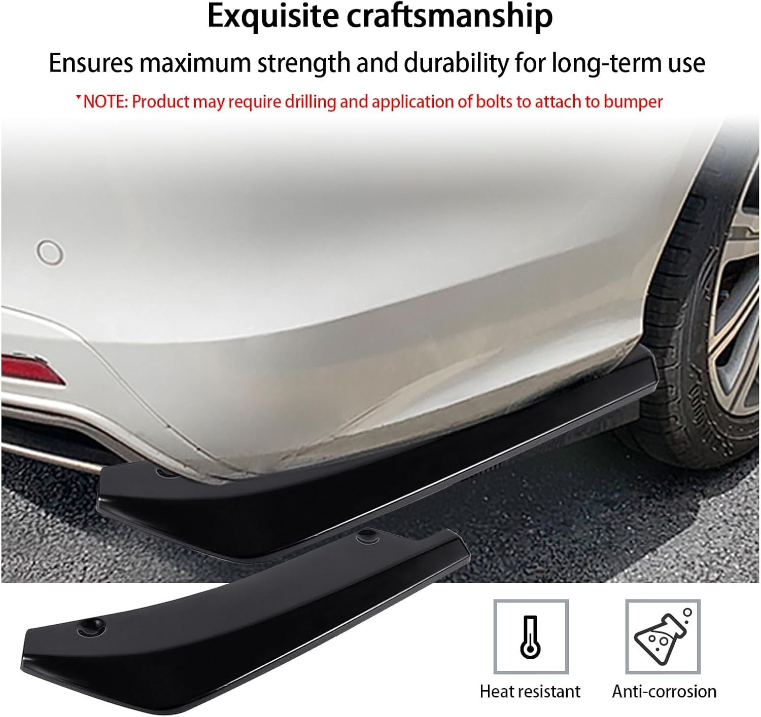2 PCS Rear Bumper Canard Diffuser Anti-Crash Lip Body Kit Universal Car