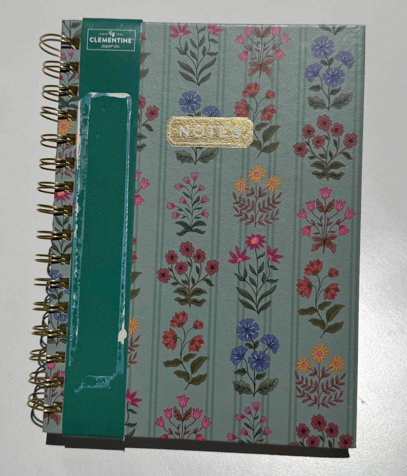 Clementine Twin Wire Hard Cover Spiral Journal Notebook Floral Blue «Notes»