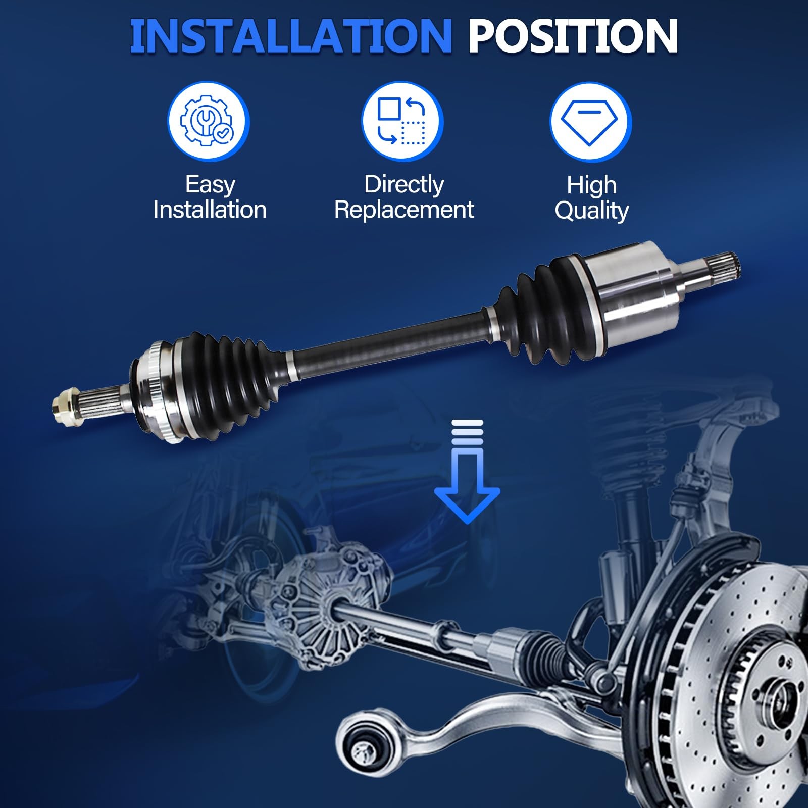 FWD CV Axle Shaft Assembly Front Right for 03-08 Hyundai Tiburon 2.0L 2.7L