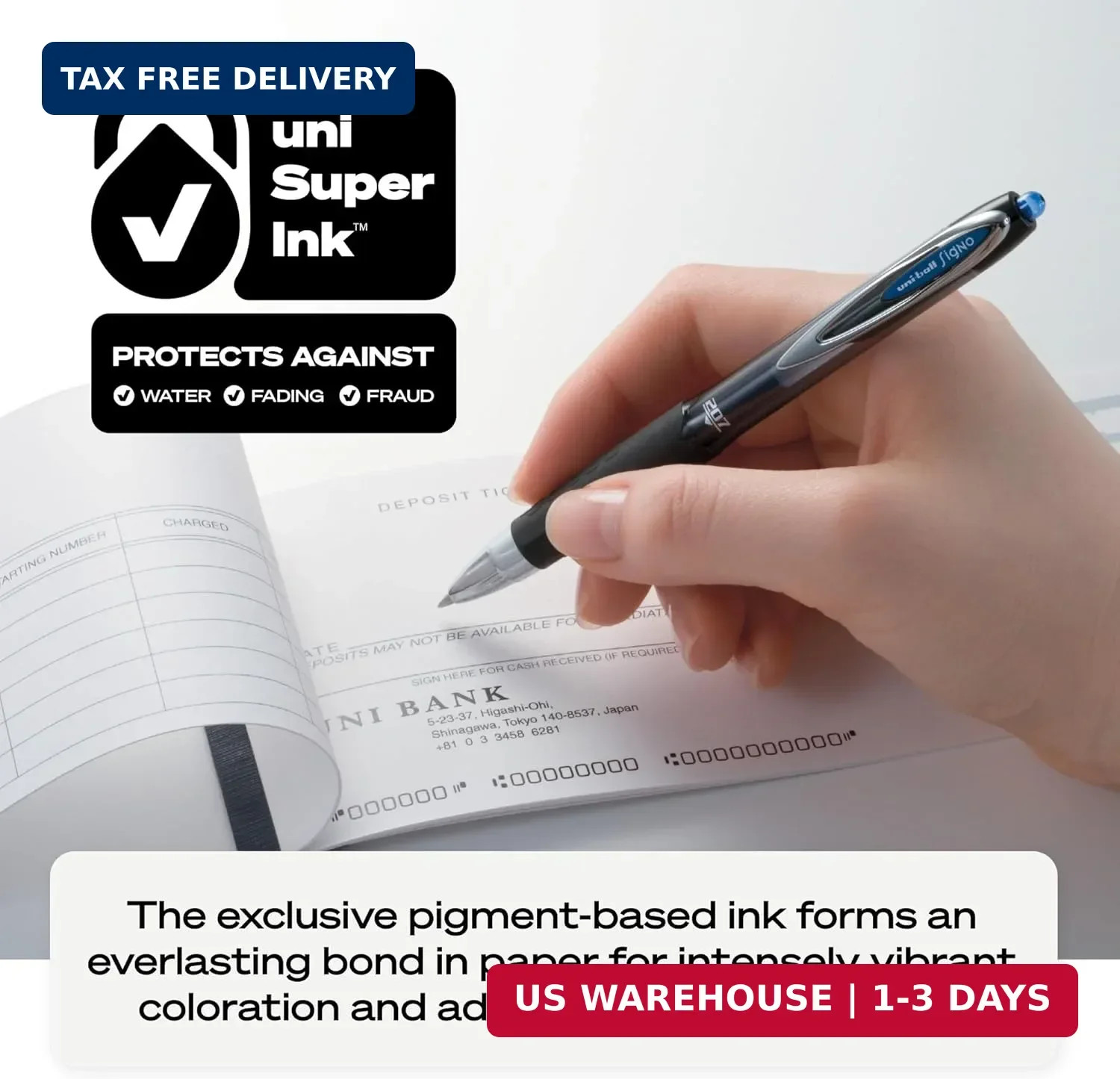 uni-ball® 207™ Retractable Fraud Prevention Gel Pens, Medium Point, 0.7 mm, Blac