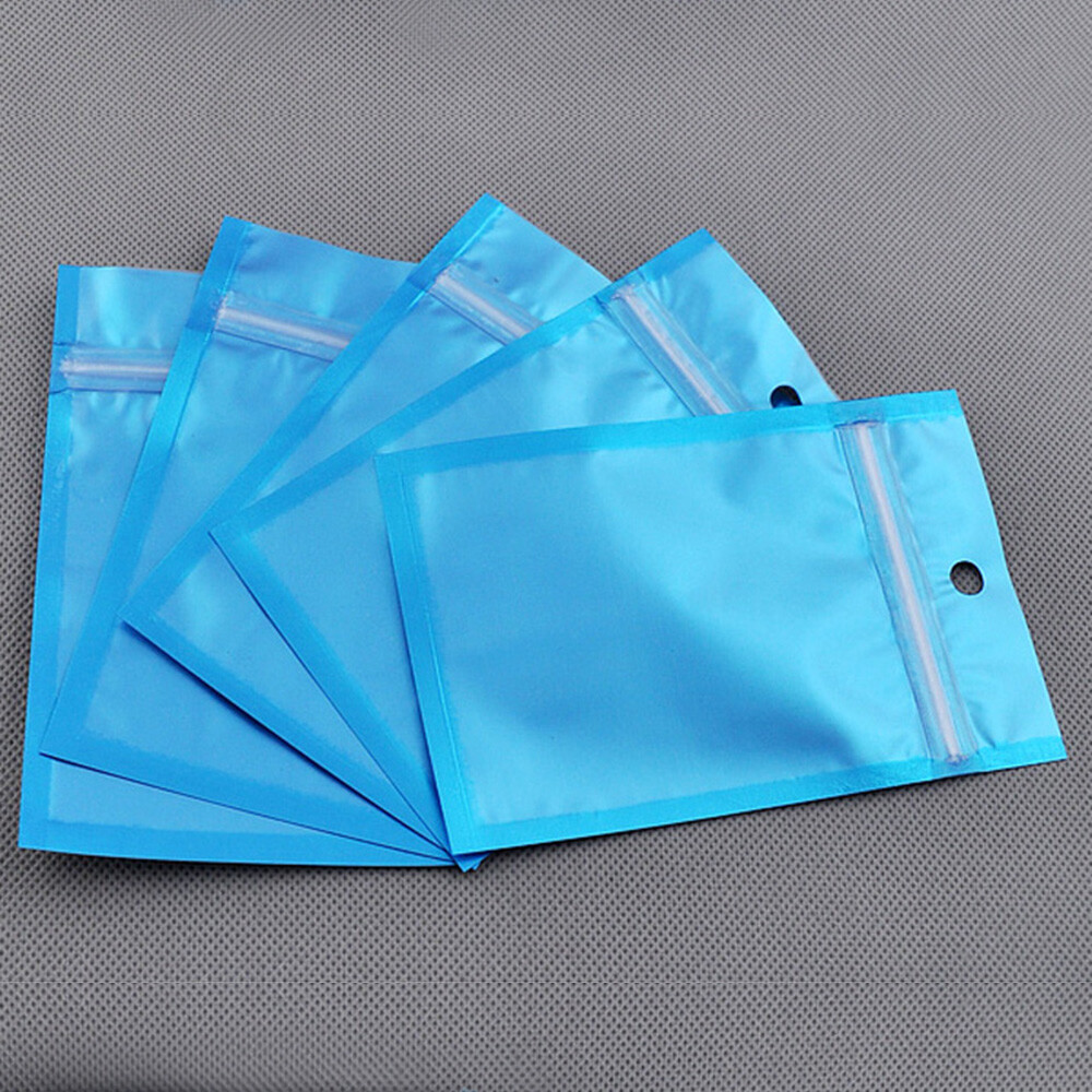 Variety of Sizes/Colors for Clear/Color/Silver Zip Bag w/ Hang Hole (100/Pack)