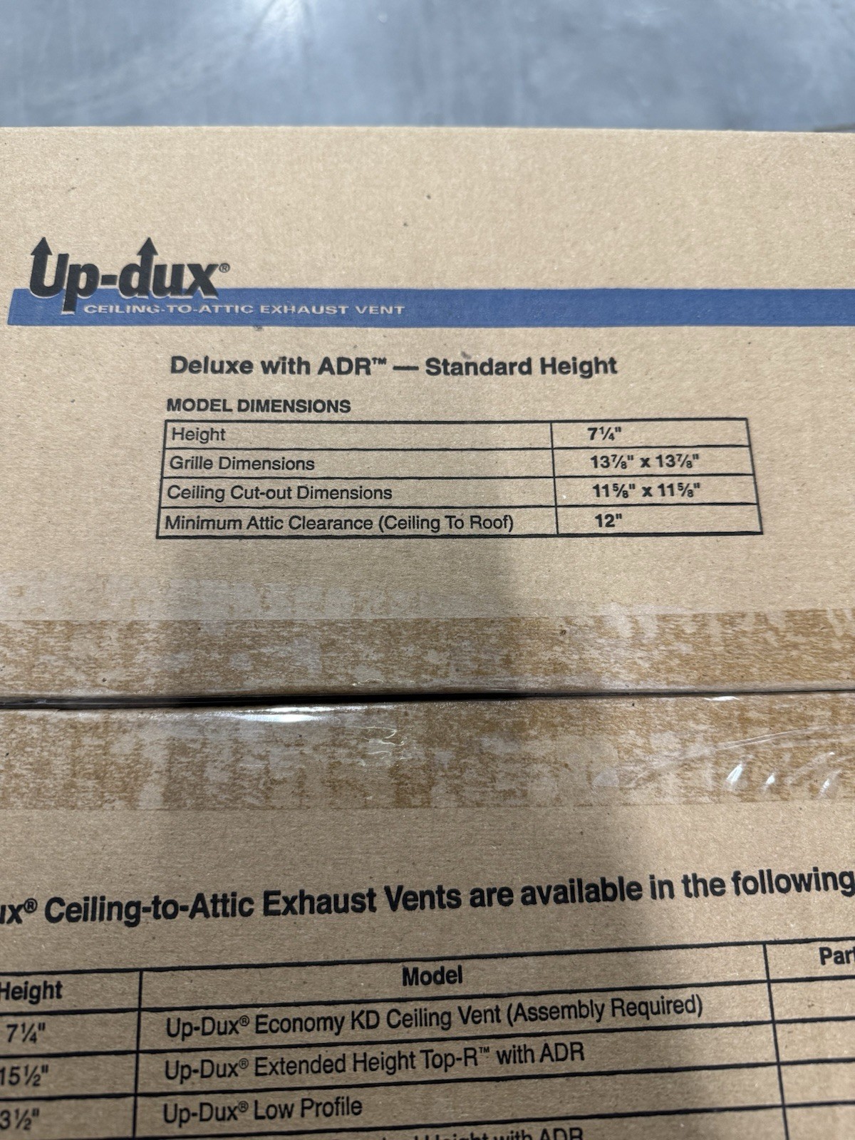 Up-Dux Ceiling Vent 14in x 7-1/4in Deluxe Standard w ADR Plastic New