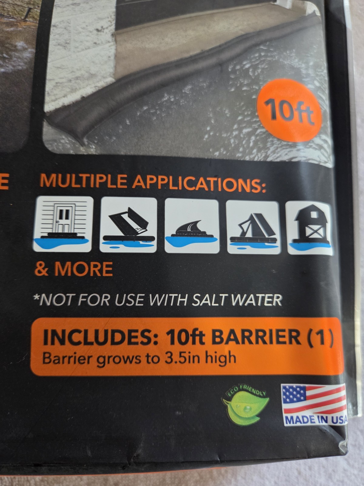 2 Packs Of Quick Dam Flood Barrier 3.5 in x 10 ft Length Flood Protection