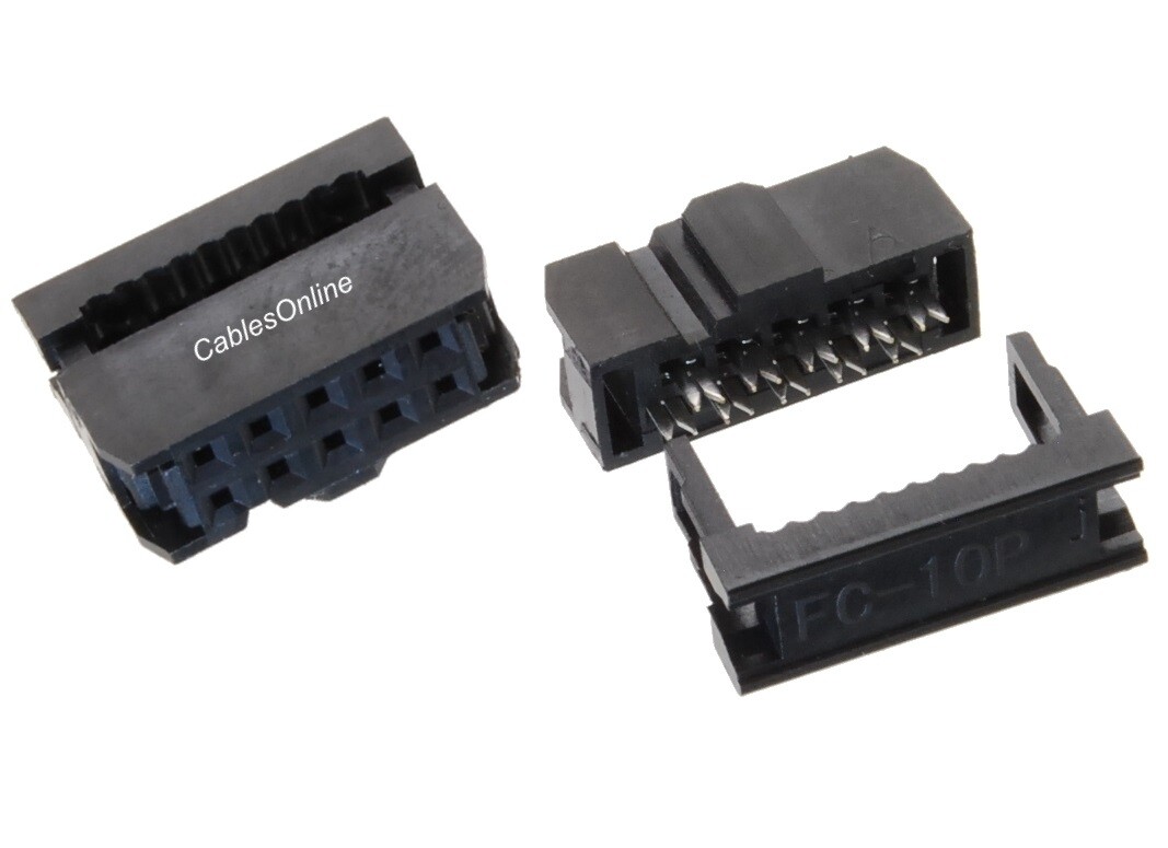 10-Pack 10-Pin Female IDC 2.54mm Pitch Connectors for Flat Ribbon Cable