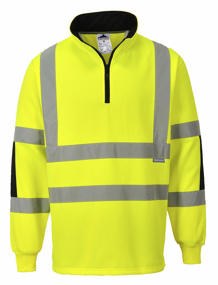 Portwest B308 Xenon Hi-Vis Polycotton Rugby Shirt with Relfective Tape ANSI