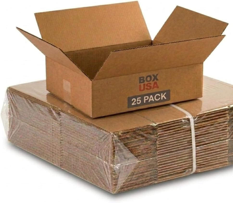 Medium Shipping Boxes 12″L x 9″W x 4″H, 25-Pack, Corrugated Cardboard