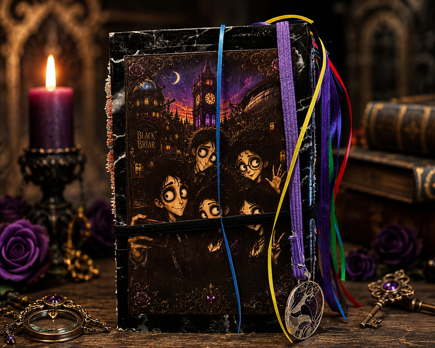 Handmade Gothic Junk Journal Black Briar Tim Burton Style Interactive OOAK