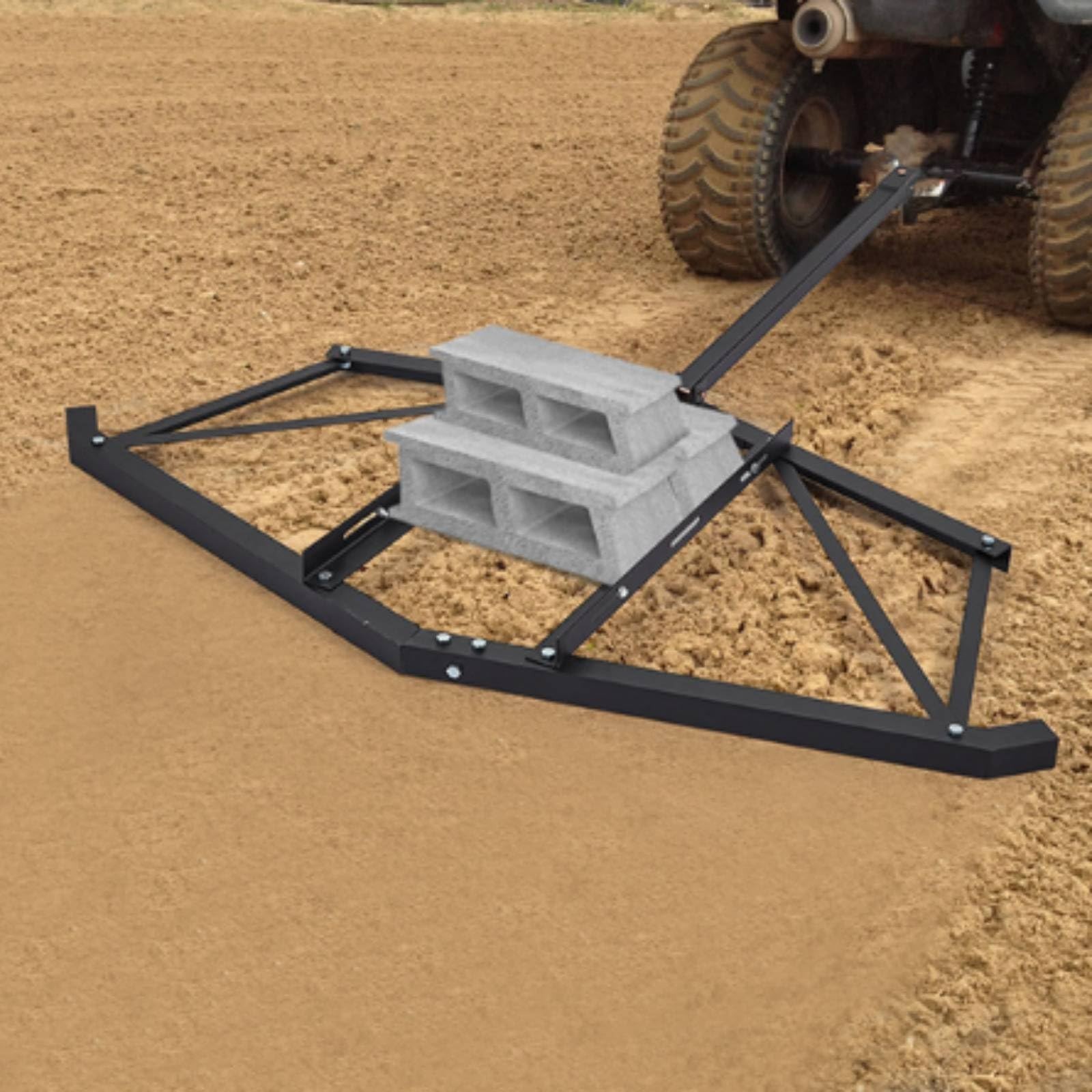 GRAVEE 74″ Drag Harrow Steel Tow Behind Driveway Grader with Adjustable Bars