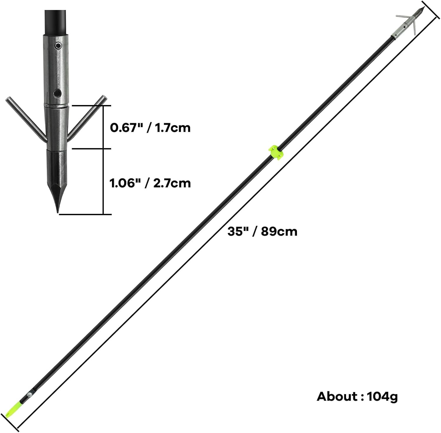 2/8Pack 34 Inches Bowfishing Arrows 8Mm Fiberglass Fishing Arrow with Removeable