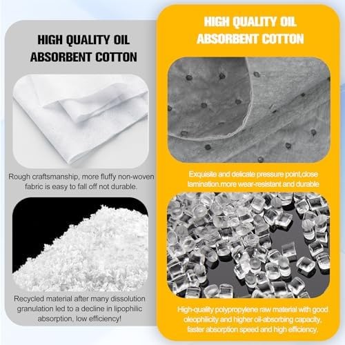100PC Oil Absorbent Pads | 13″x10″ Meltblown Polypropylene Mats, Hand-Tear Li…