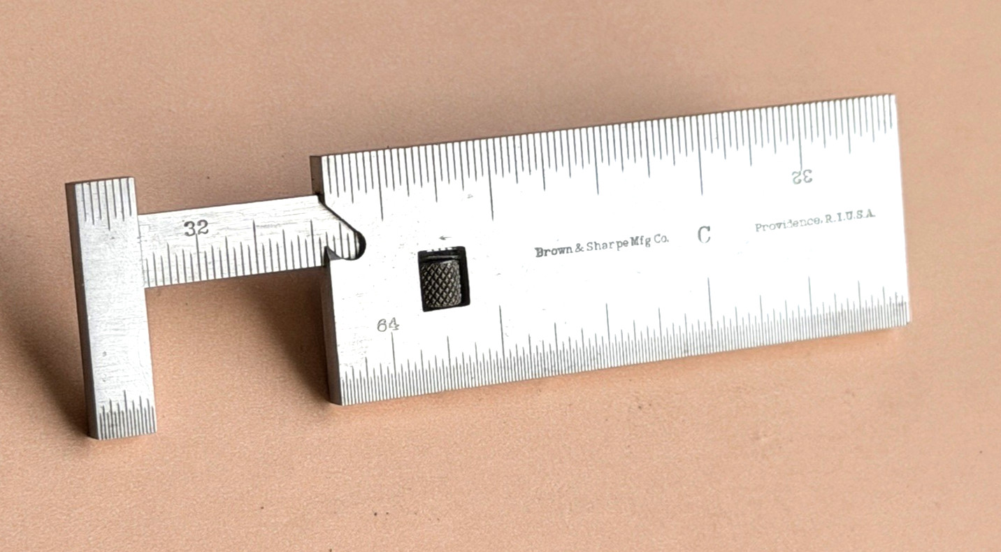 Rare Brown & Sharpe Mfg. Co. No.391 3-Inch Steel Pocket Caliper Rule. USA Made!