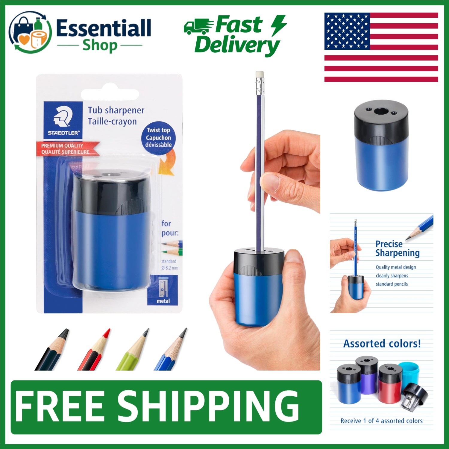 Compact No-Spill Pencil Sharpener with Metal Blade – Perfect for Art & School