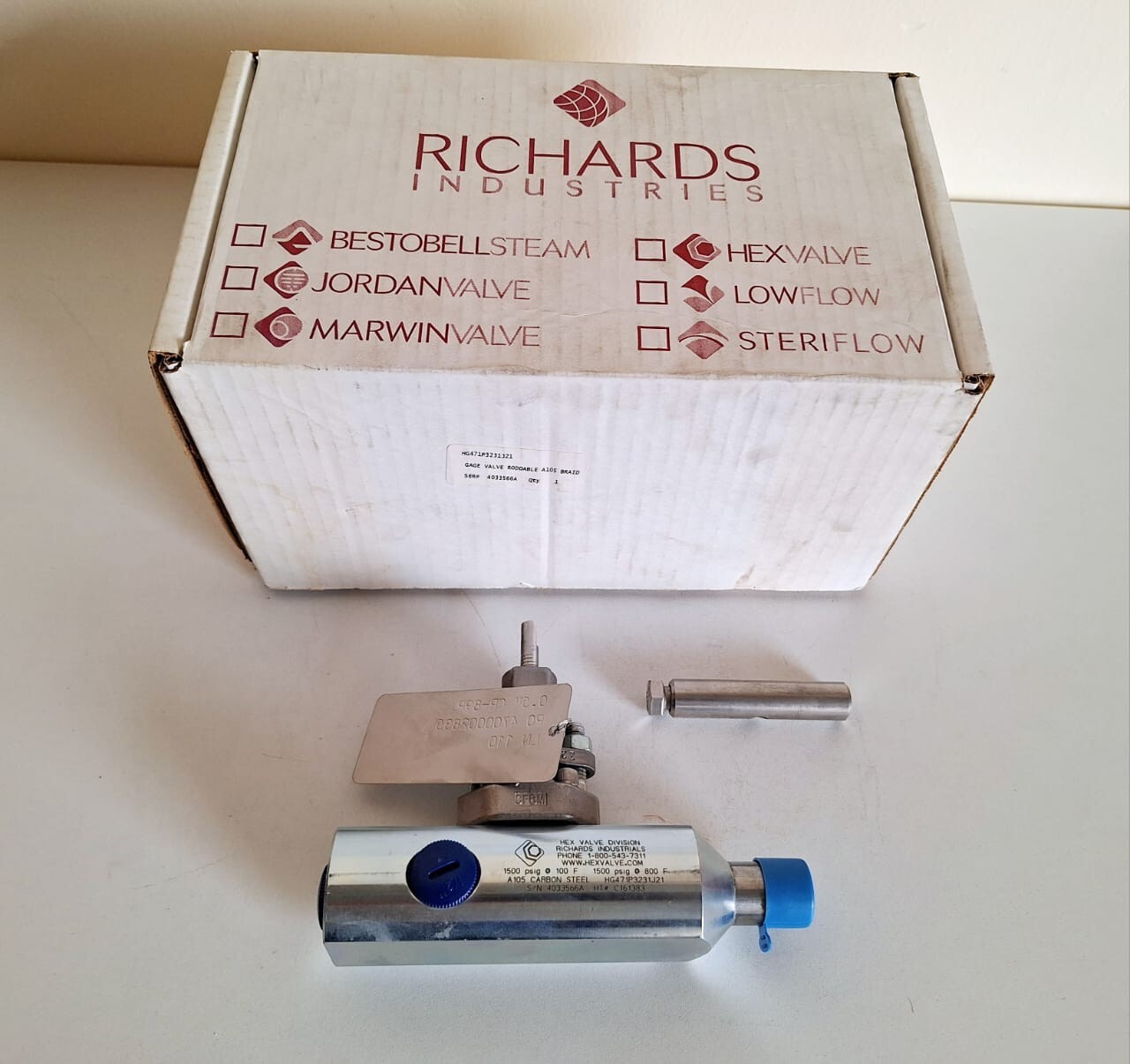 Richards Industries HG471P3231J21 Hex Valve A105 Carbon Steel 1500 PSIG
