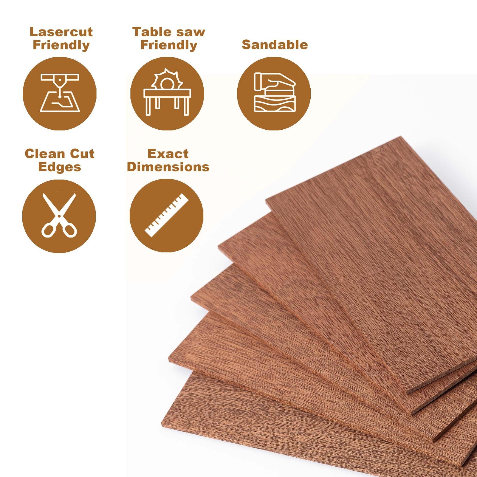 African Mahogany Wood Sheets 1/8″ Thick, 4×8 inch Lumber Veneer Pieces Planks…
