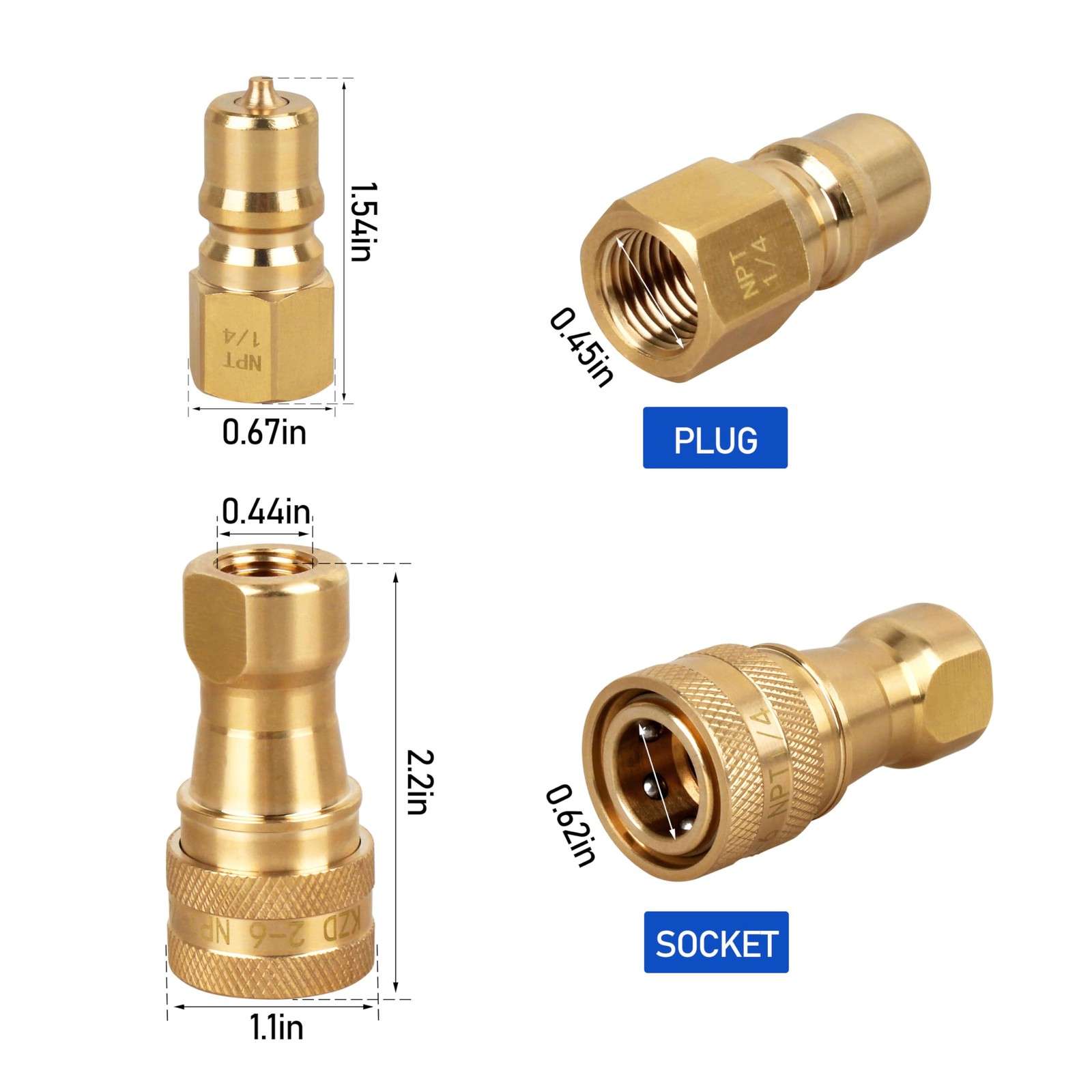 1/4″ Brass Quick Disconnect Coupler Valve for Mytee Carpet Extractor fits Car…