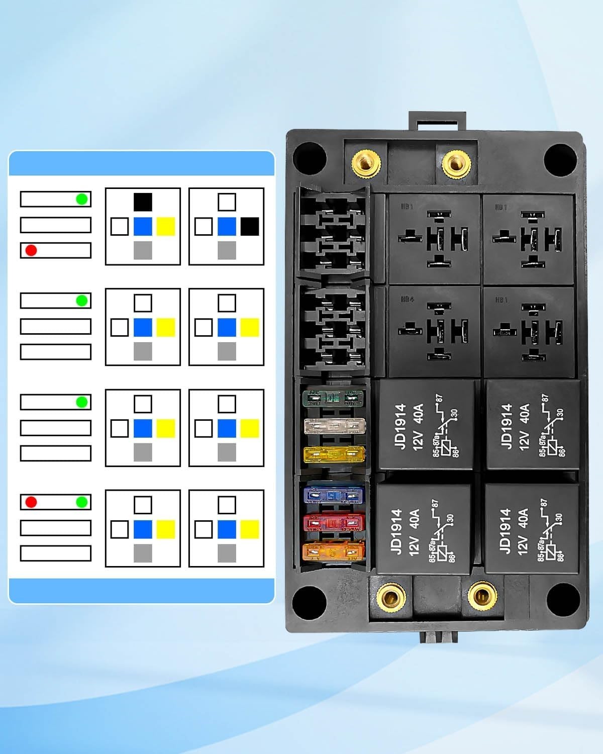 Durable Nylon 12V Relay Fuse Block – Easy Install for Automotive & Marine Use