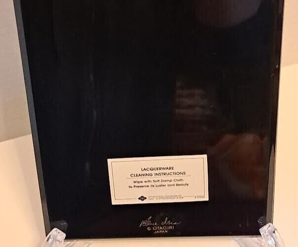 New OTAGIRI Brand Black Lacquer W/Blue Iris Address Book Pages Have Gold Edges