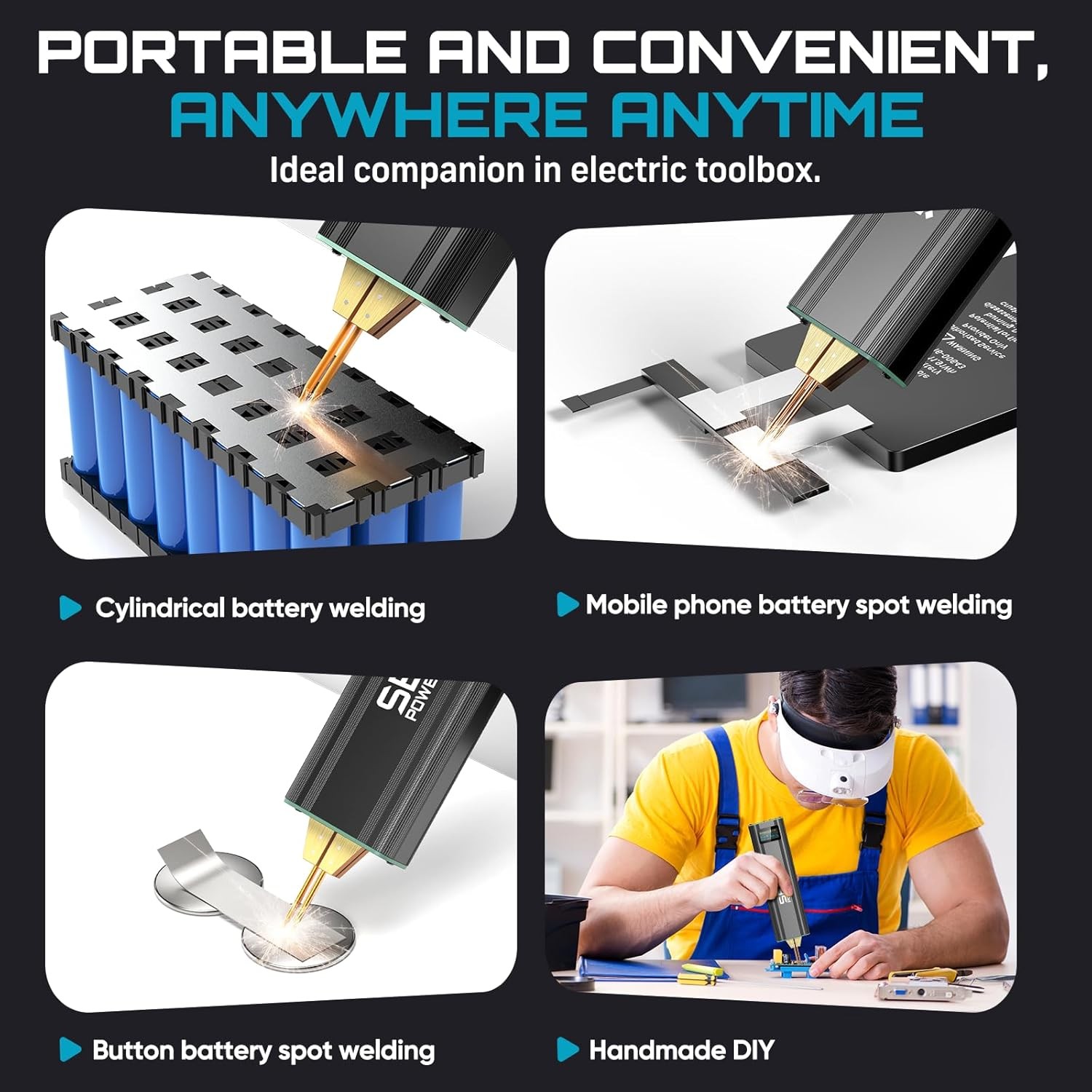 5000mAh Portable Spot Welder LCD Screen 80 Gear Adjustable DIY fr 18650 26650