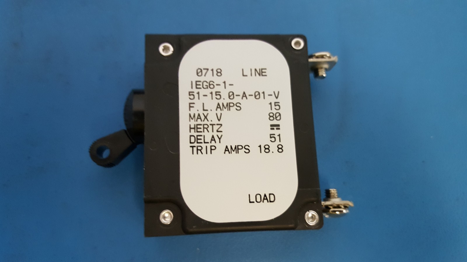CIRCUIT BREAKER, 1 POLE 80VDC, 15A, AIRPAX IEG6-1-51-15.0-A-01-V