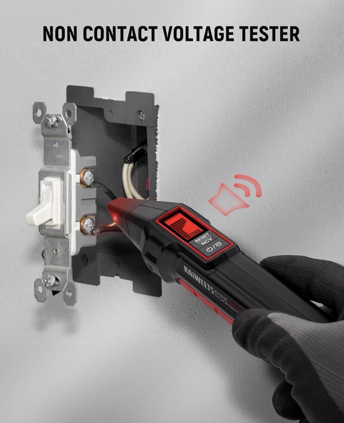 KAIWEETS Circuit Breaker Finder LCD Display Outlet Tester Black Case KT301P