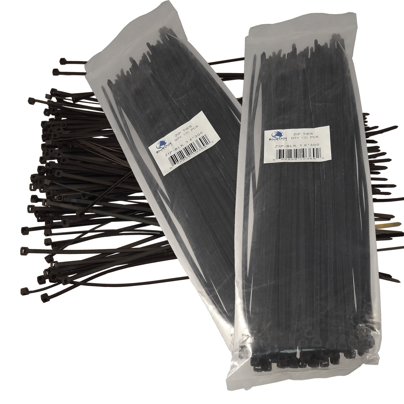 200 12″ Cable Ties BLACK 300mm Long 3.6mm Wide 40# Strong Industrial Wire Ziptie