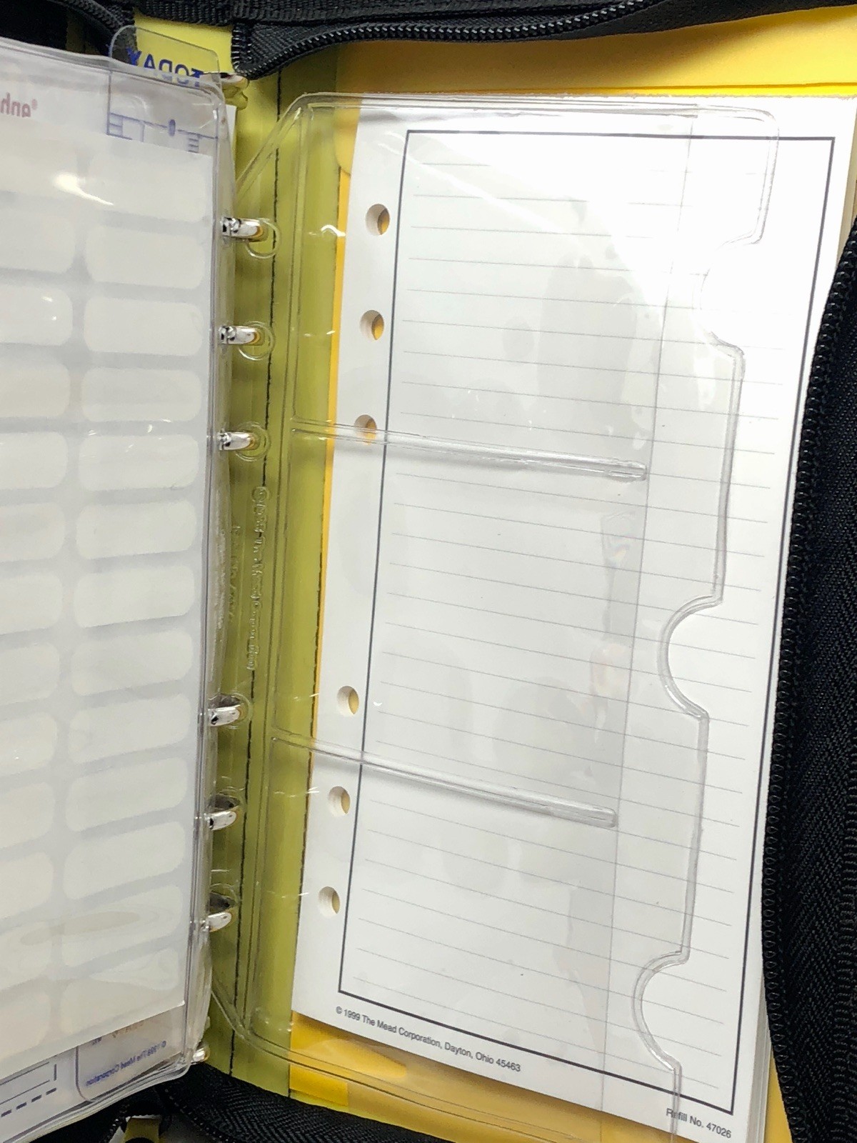 Vintage Mead Brights 6-Ring Compact Zipper Day Planner Binder NEON YELLOW Y2K