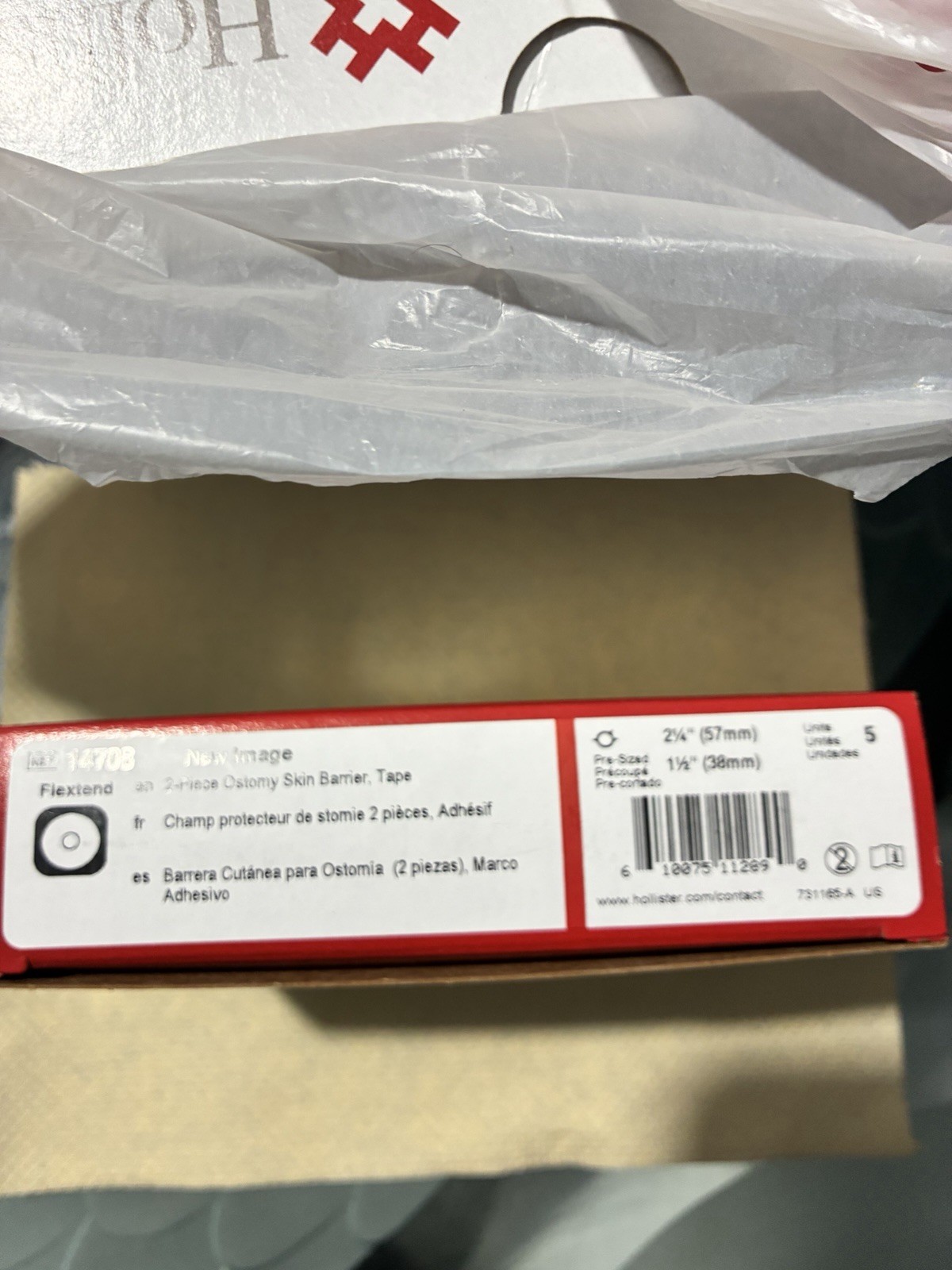 Hollister FlexTend 2-Piece Ostomy Skin Barrier Pre-Cut Flat Extended Wear 14708