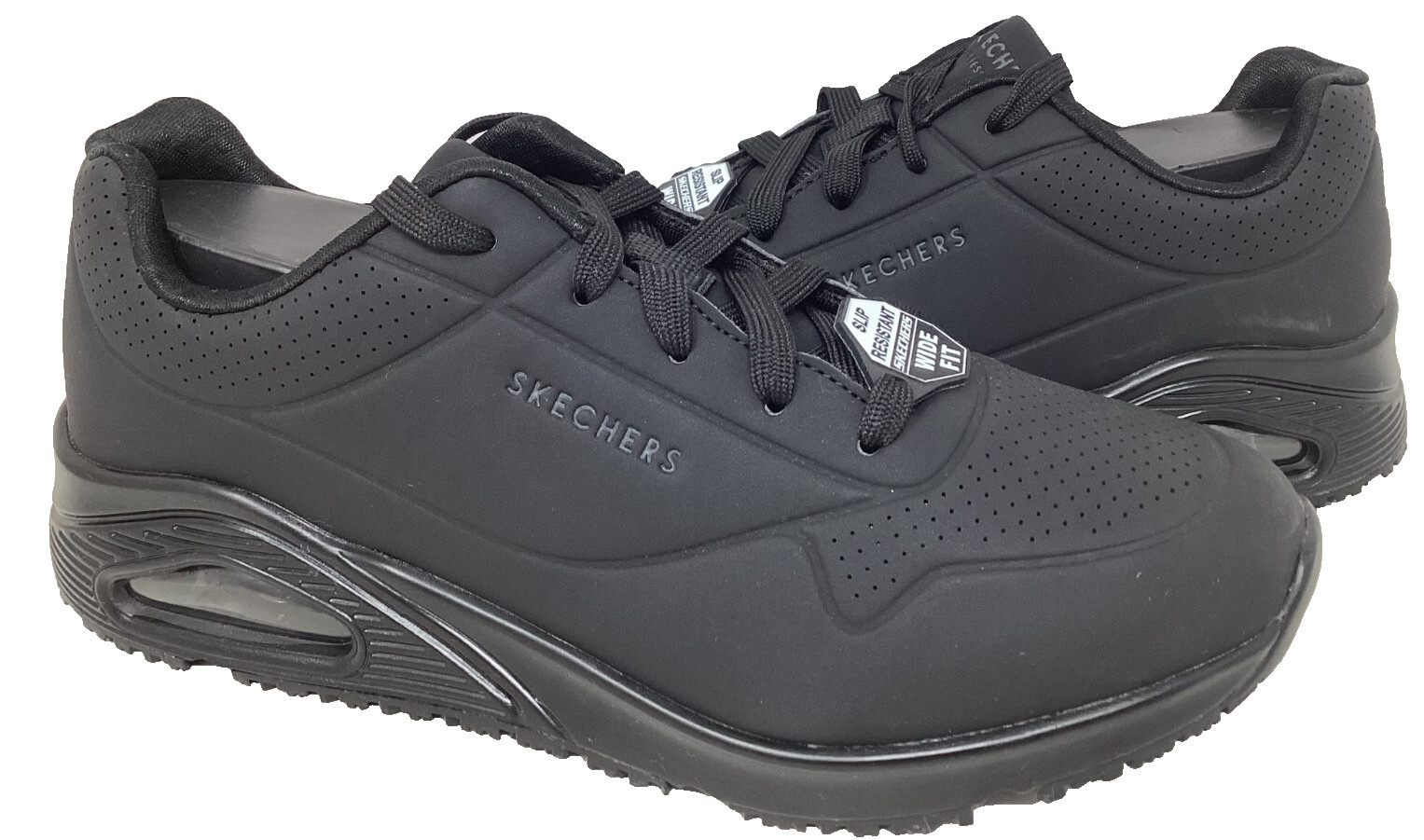 Skechers Women’s Work Relaxed Fit Uno SR Lace Up Shoes Black WIDE Size:8 109X