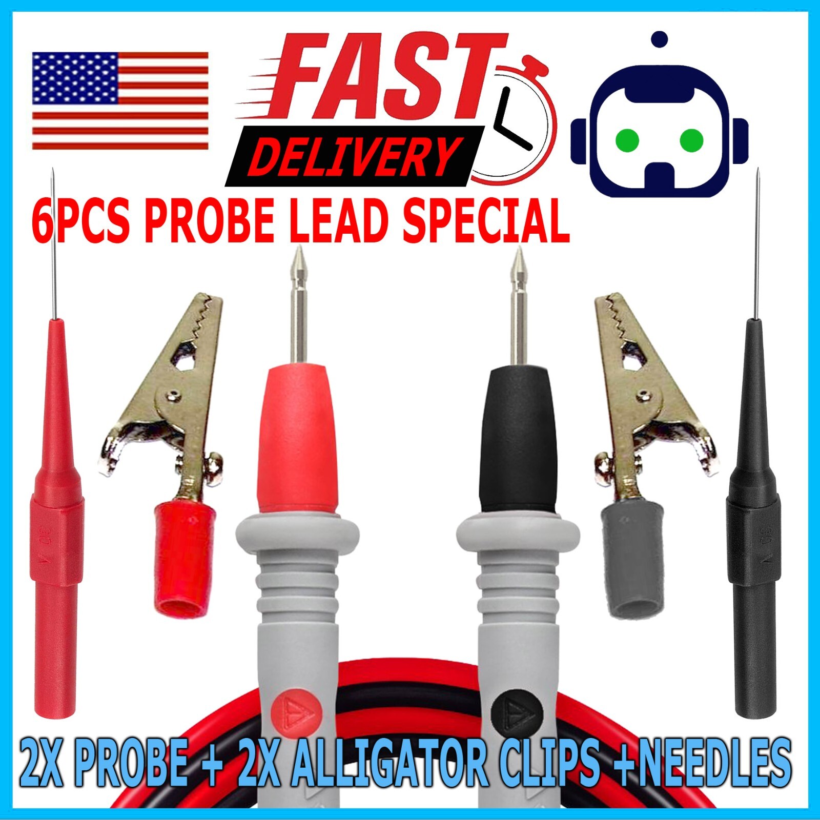 Multimeter Test Leads for Fluke Meter Electrical Alligator Clip Probes 1000V 20A