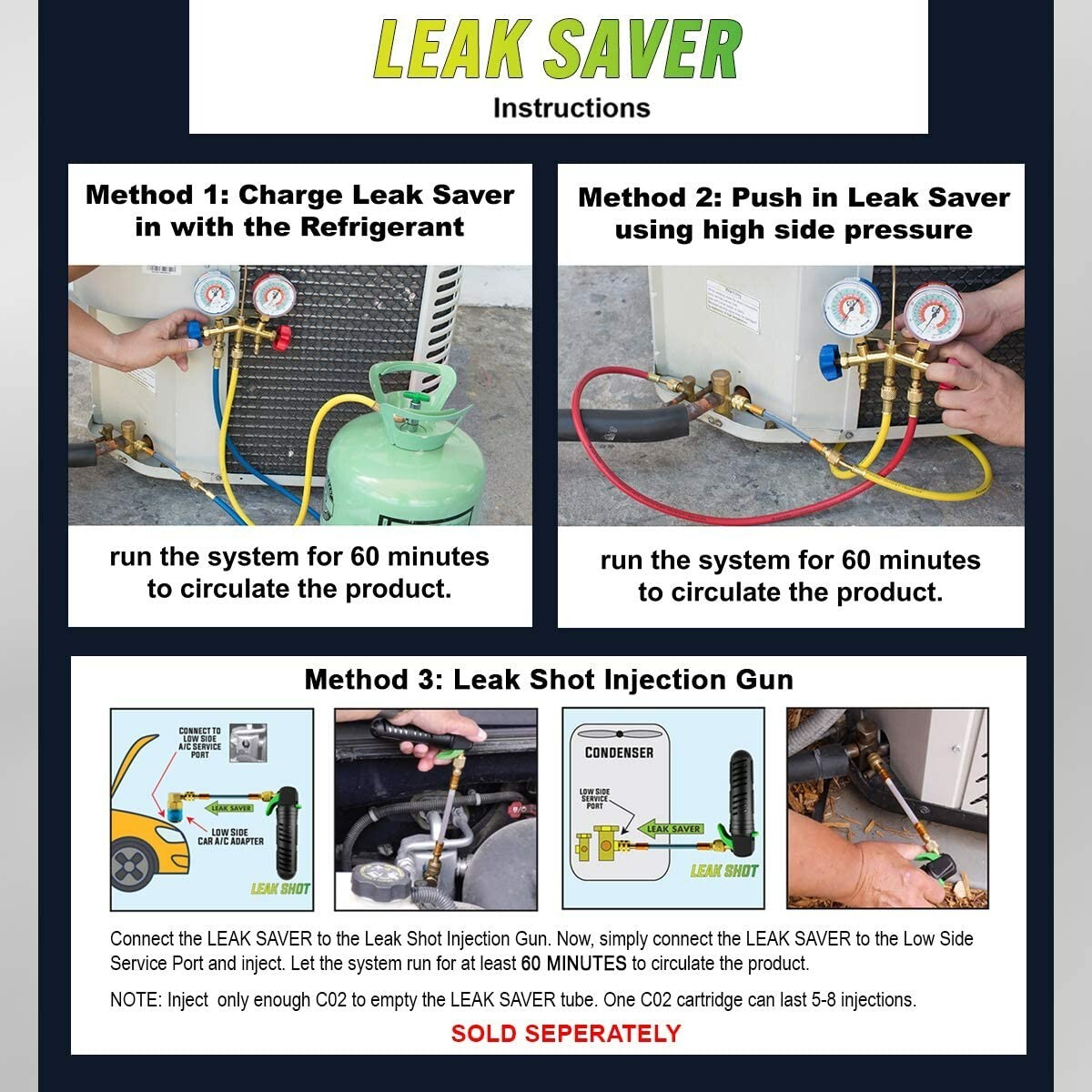 Leak Saver Direct Inject Dry up to 5 Ton AC System Moisture Remover (No Sealant)