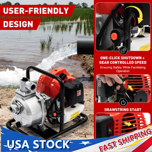 1.7 HP 1″ GAS POWER SEMI-TRASH WATER PUMP HIGH PRESSURE IRRIGATION TRANSFER PUMP
