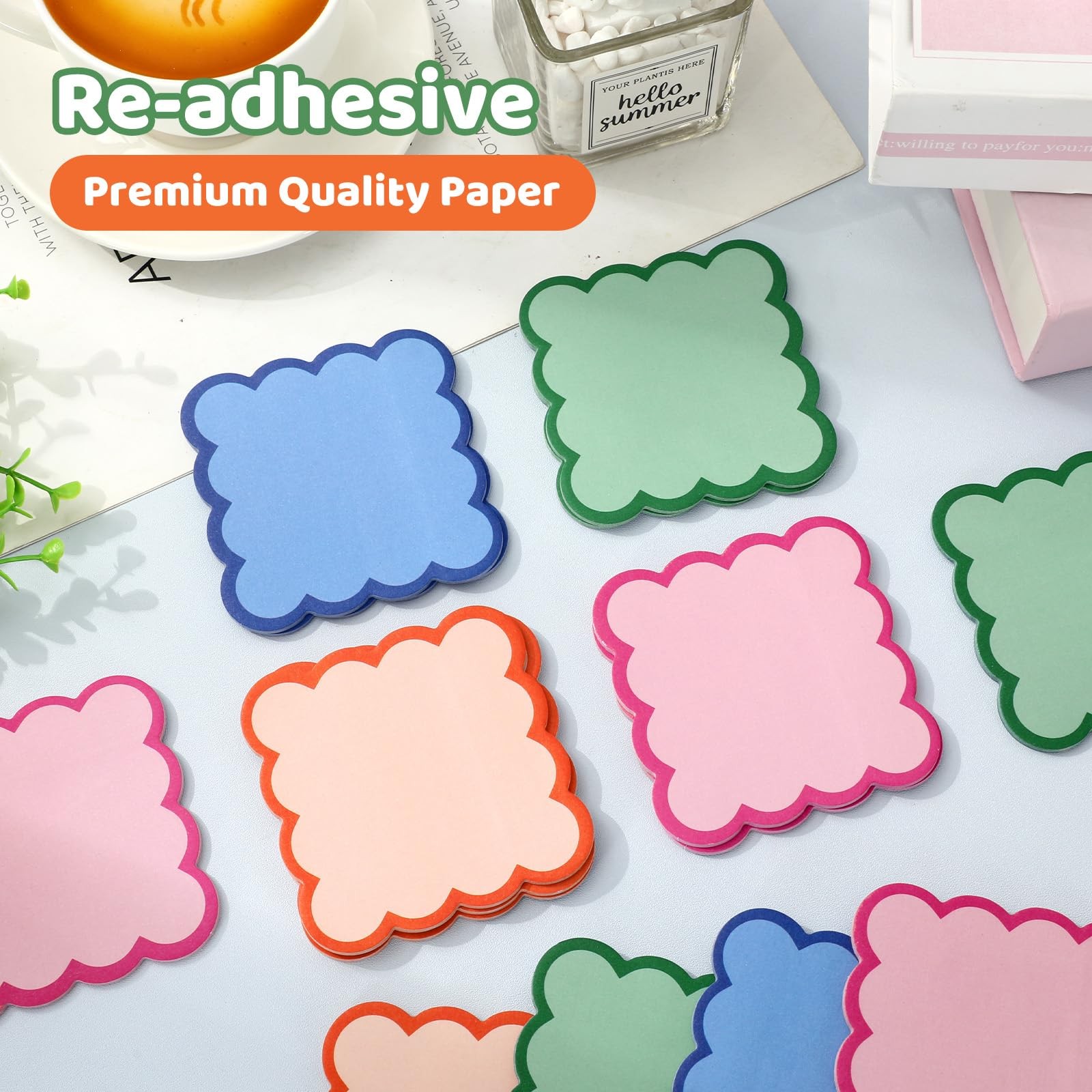 JarThenaAMCS 16 Pack Scalloped Sticky Notes Colorful 3 x 3 inch, Multicolor