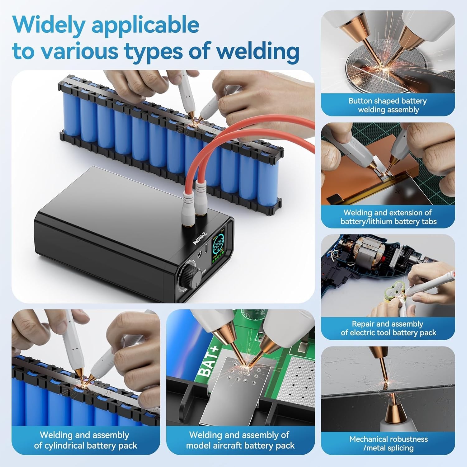AWithZ 9000W Portable Spot Welder Battery Welder 100 Levels for 18650 21700 DIY