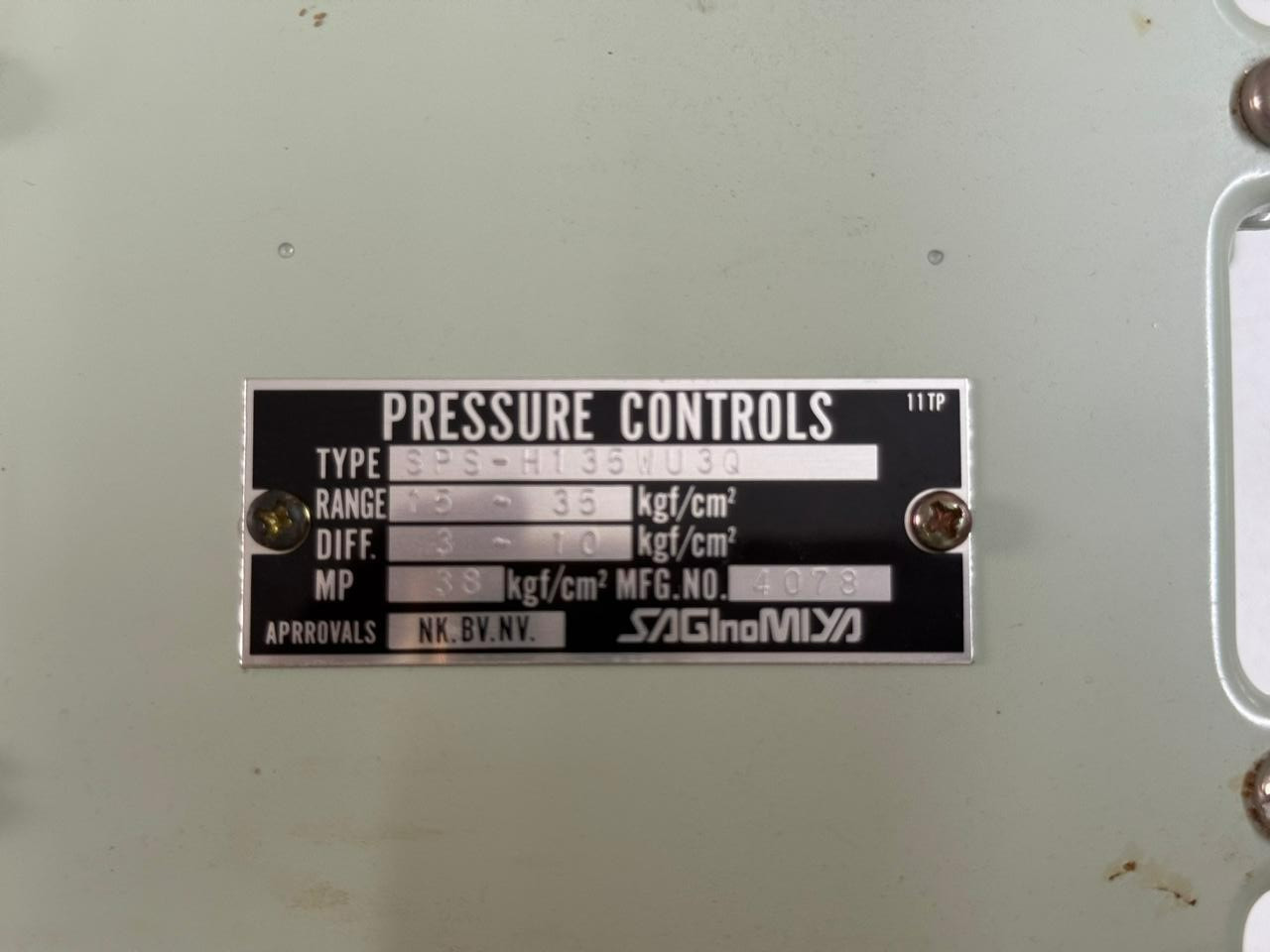 SAGINOMIYA SPS-H135WU3Q PRESSURE CONTROLS
