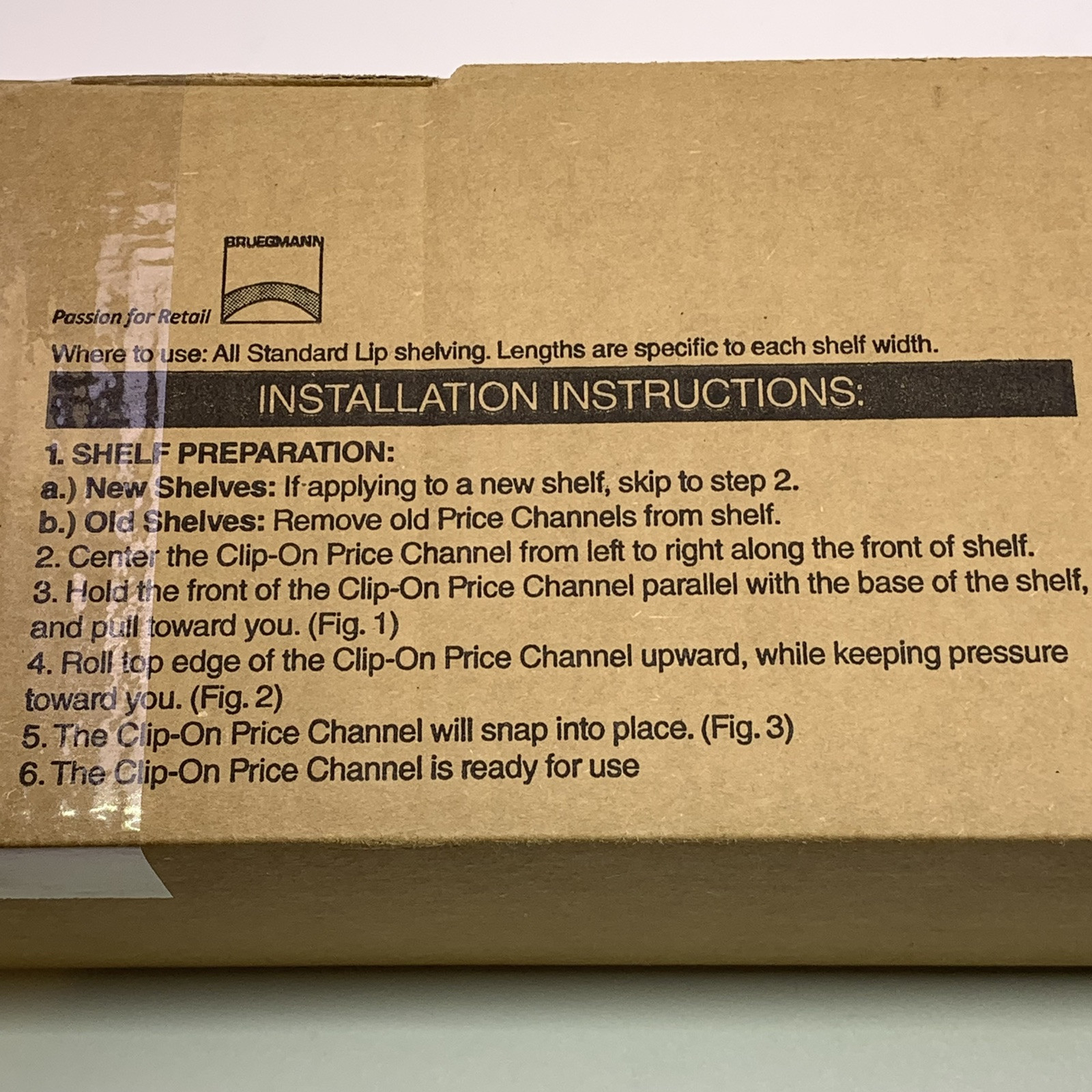 CASE of 50 Beige / Clear 47.5″ Clip-On Price Label Channel for 48″ Gondola Shelf