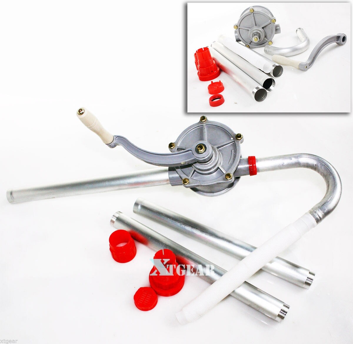 10 GPM Self Priming Dispenser Fuel Hand Pump Hand Crank Aluminum Rotary Gas Oil
