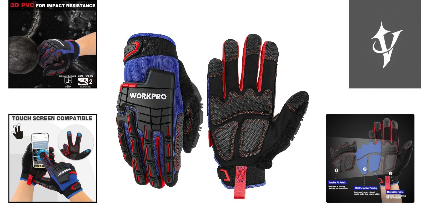 Synthetic Leather Heavy Duty Work Gloves with Waterproof Touchscreen – XL