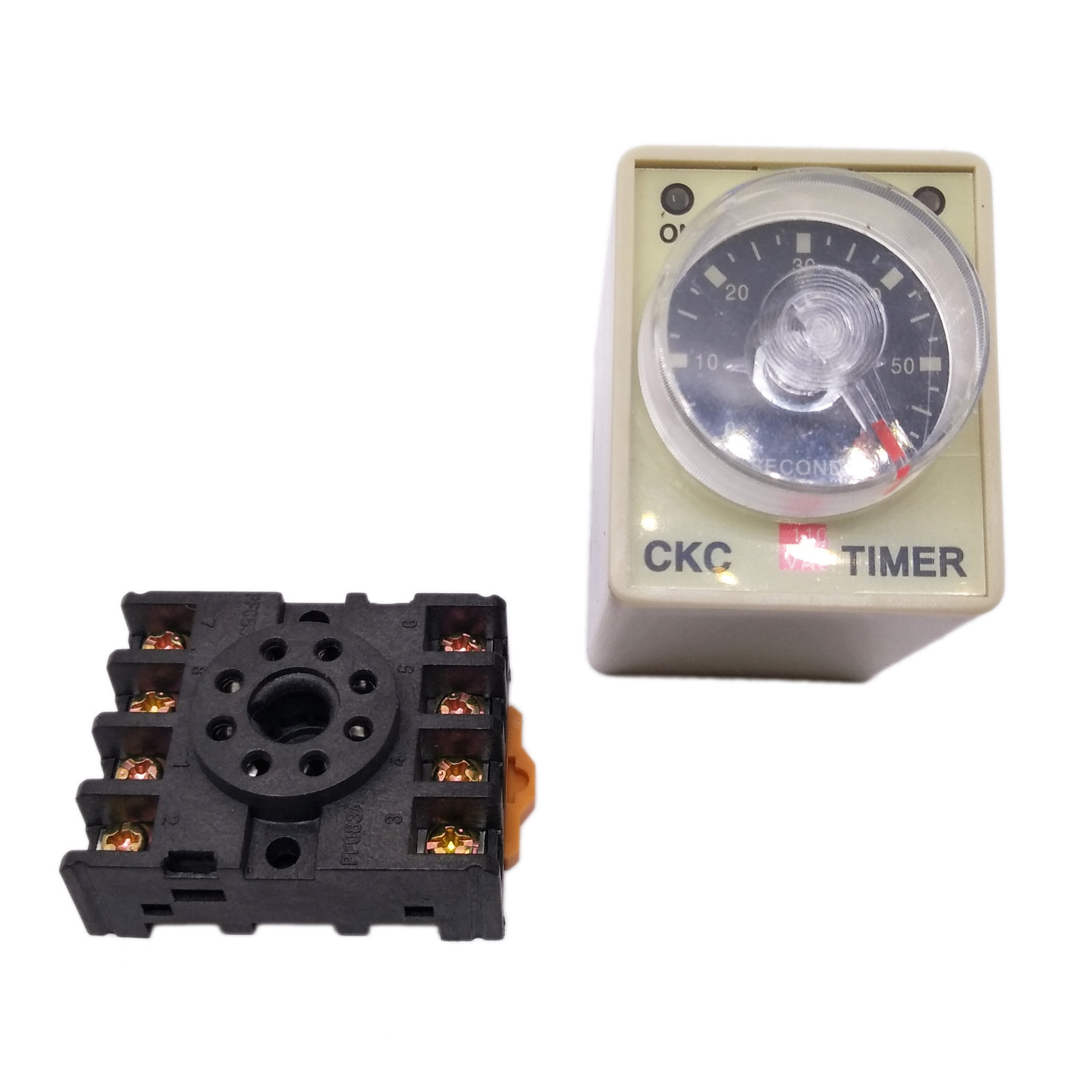 US Stock AH3-3 0-60 Second 8 Pin Housing Delay Timer Time Relay 110VAC + Base