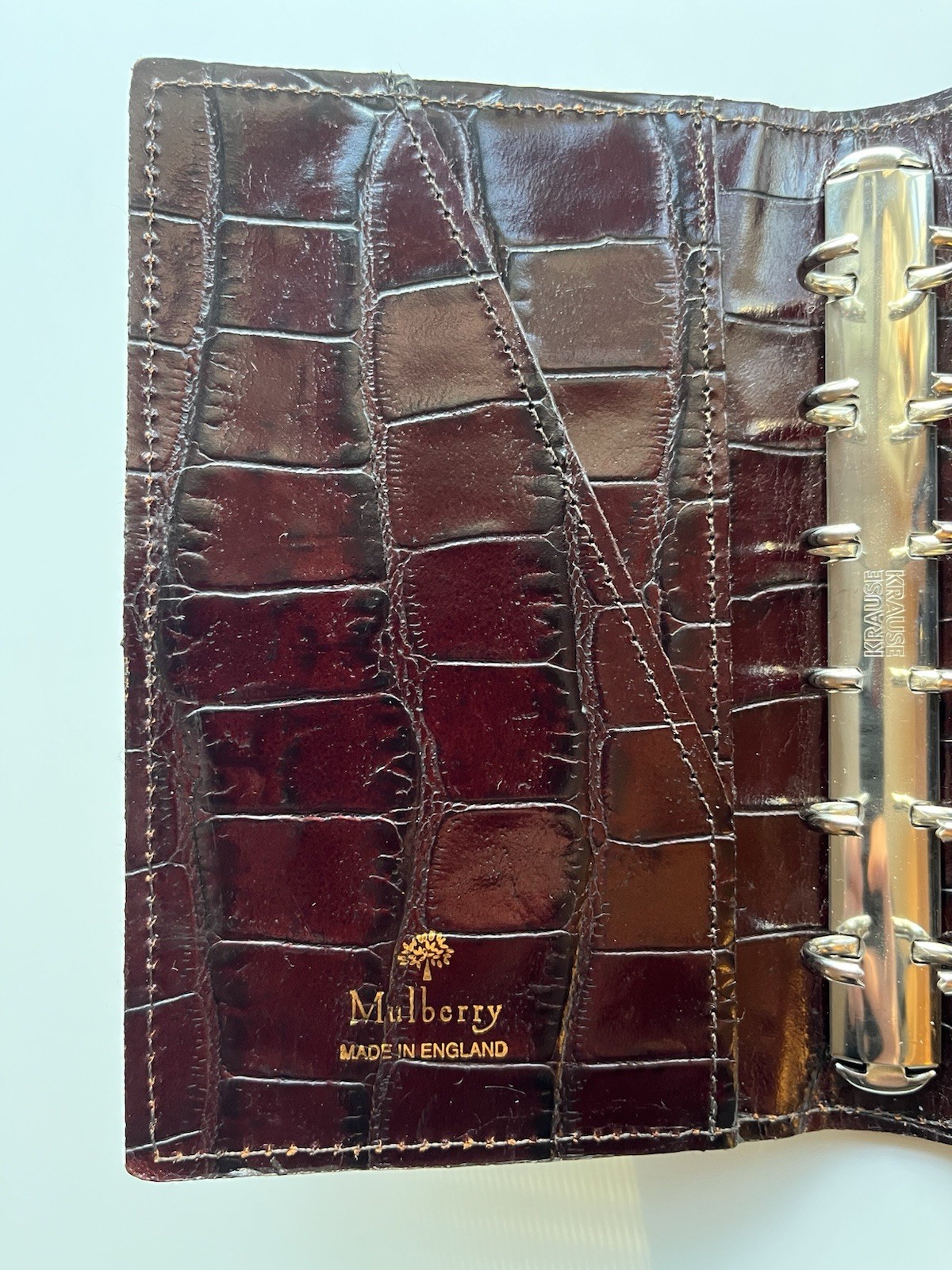 Vintage Mulberry Agenda Planner Mahogany Brown Croc/ Filofax Pocket Size/Krause