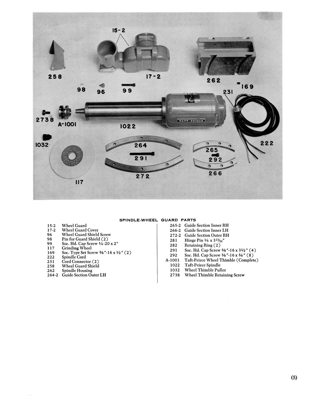 Taft-Peirce #1 Precision Surface Grinder Parts List Manual #1677